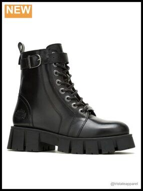 Full Grain Leather Mid-Calf Zip Combat Boots, 6-Inch Shaft